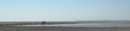 La silhouette du plateau de Leucate barre l'horizon sud de l'tang de Lapalme