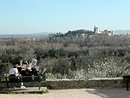 Le Rocher des Doms et le Palais des Papes, flottant sur la plaine d'Avignon. Vue depuis le fort Saint-Andr.
