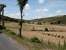 Prairies de fauche dans les fonds et landes ( droite) ou fort ( gauche) sur les flancs des vallons. Ici la Truyre prs de la Villedieu.