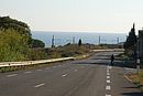 La route du littoral RD 114 et RN 114 : barrires de protection et abords minraliss ; ici au nord de Collioure