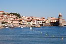 Collioure : le clocher de l'glise Saint-Vincent et le port