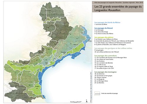 Les 23 grands ensembles de paysage du Languedoc-Roussillon